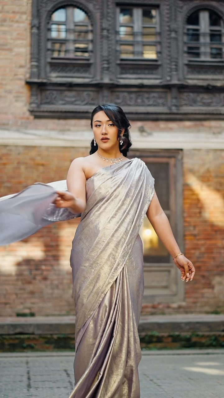 Traditional Elegance - Silver Saree